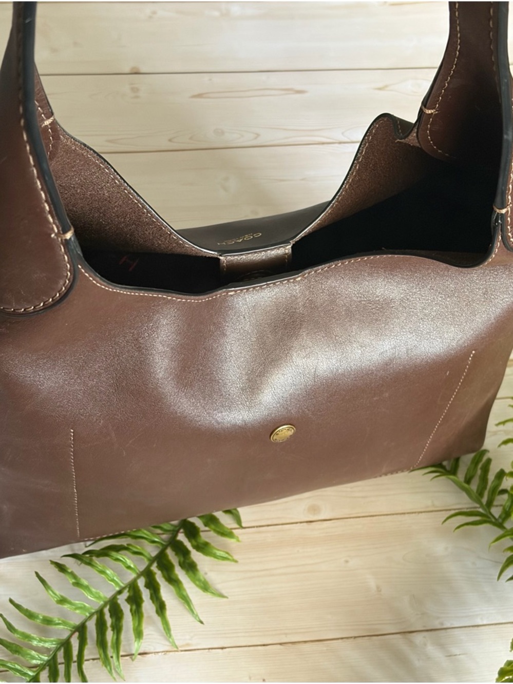 Coach Brooklyn Shoulder Bag 28 Dark Brown Leather - Picture 5 of 10
